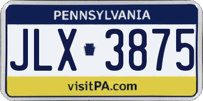 PA license plate JLX3875