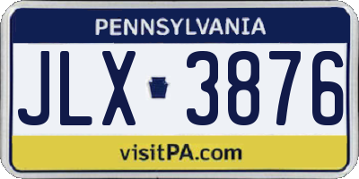 PA license plate JLX3876