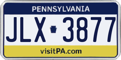 PA license plate JLX3877