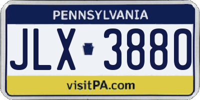 PA license plate JLX3880