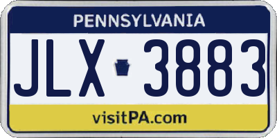 PA license plate JLX3883