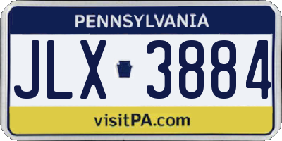 PA license plate JLX3884