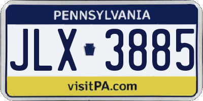 PA license plate JLX3885