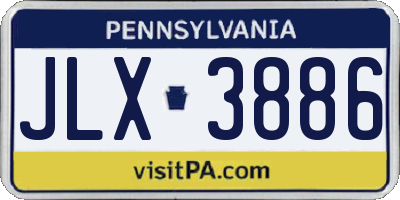 PA license plate JLX3886