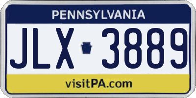 PA license plate JLX3889