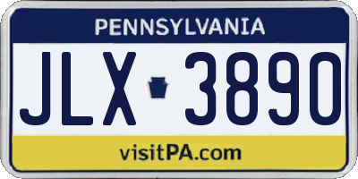 PA license plate JLX3890