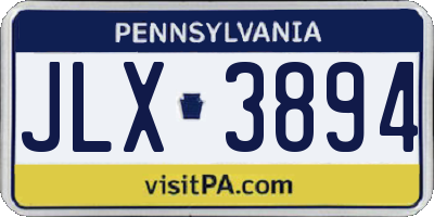 PA license plate JLX3894