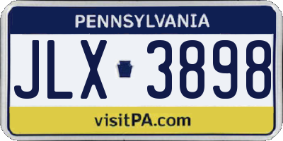 PA license plate JLX3898