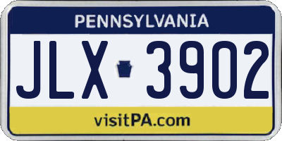 PA license plate JLX3902