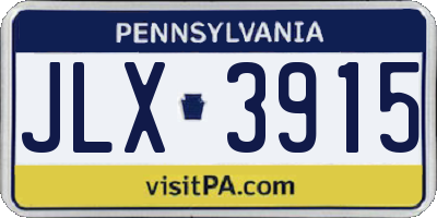 PA license plate JLX3915