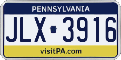PA license plate JLX3916
