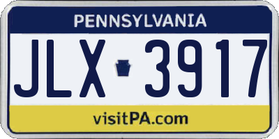 PA license plate JLX3917