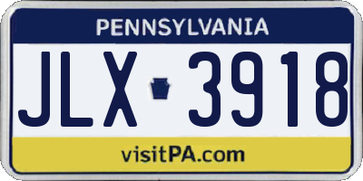 PA license plate JLX3918