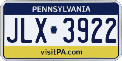 PA license plate JLX3922