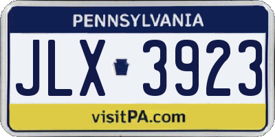 PA license plate JLX3923