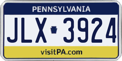 PA license plate JLX3924