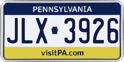 PA license plate JLX3926