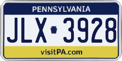 PA license plate JLX3928