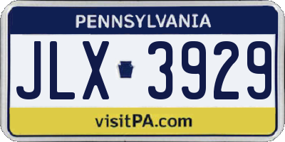 PA license plate JLX3929
