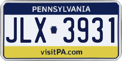 PA license plate JLX3931