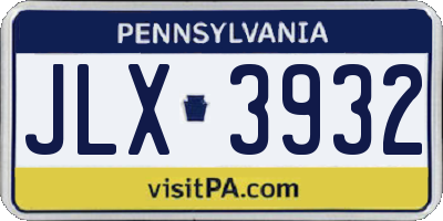 PA license plate JLX3932