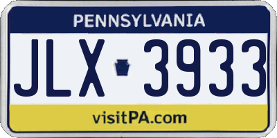 PA license plate JLX3933