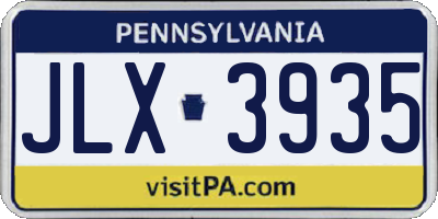PA license plate JLX3935