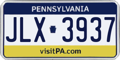 PA license plate JLX3937
