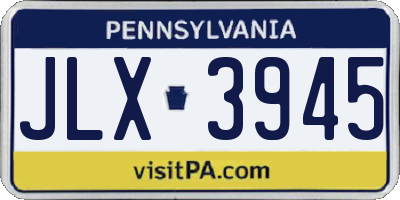 PA license plate JLX3945