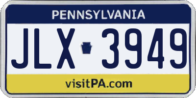 PA license plate JLX3949