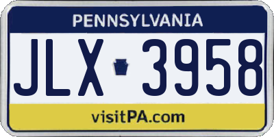 PA license plate JLX3958