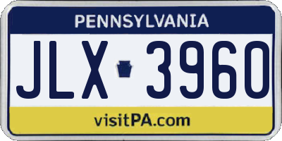 PA license plate JLX3960