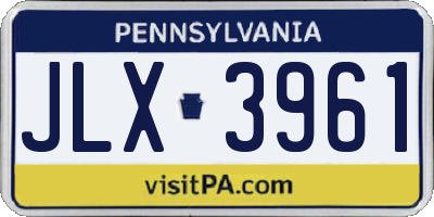 PA license plate JLX3961