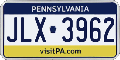 PA license plate JLX3962