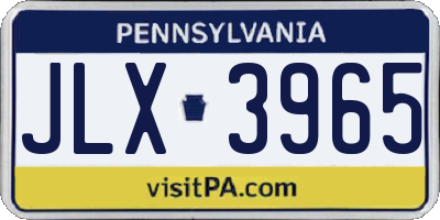 PA license plate JLX3965