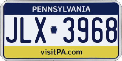 PA license plate JLX3968