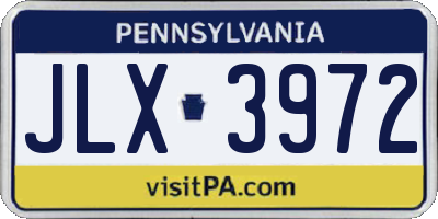 PA license plate JLX3972