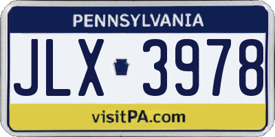 PA license plate JLX3978