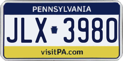 PA license plate JLX3980