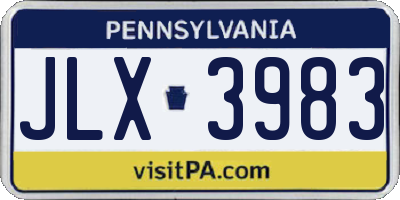 PA license plate JLX3983
