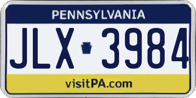 PA license plate JLX3984
