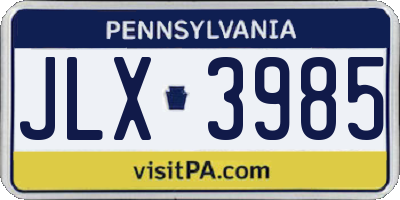 PA license plate JLX3985