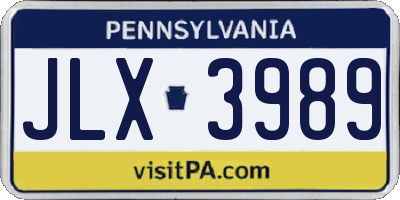 PA license plate JLX3989