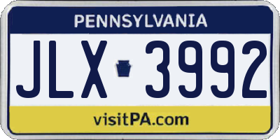 PA license plate JLX3992