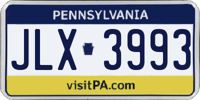 PA license plate JLX3993