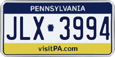 PA license plate JLX3994