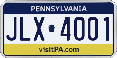 PA license plate JLX4001