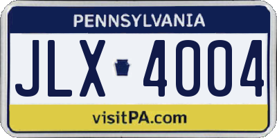 PA license plate JLX4004