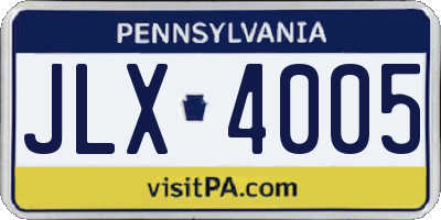 PA license plate JLX4005