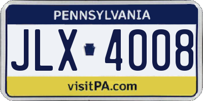 PA license plate JLX4008